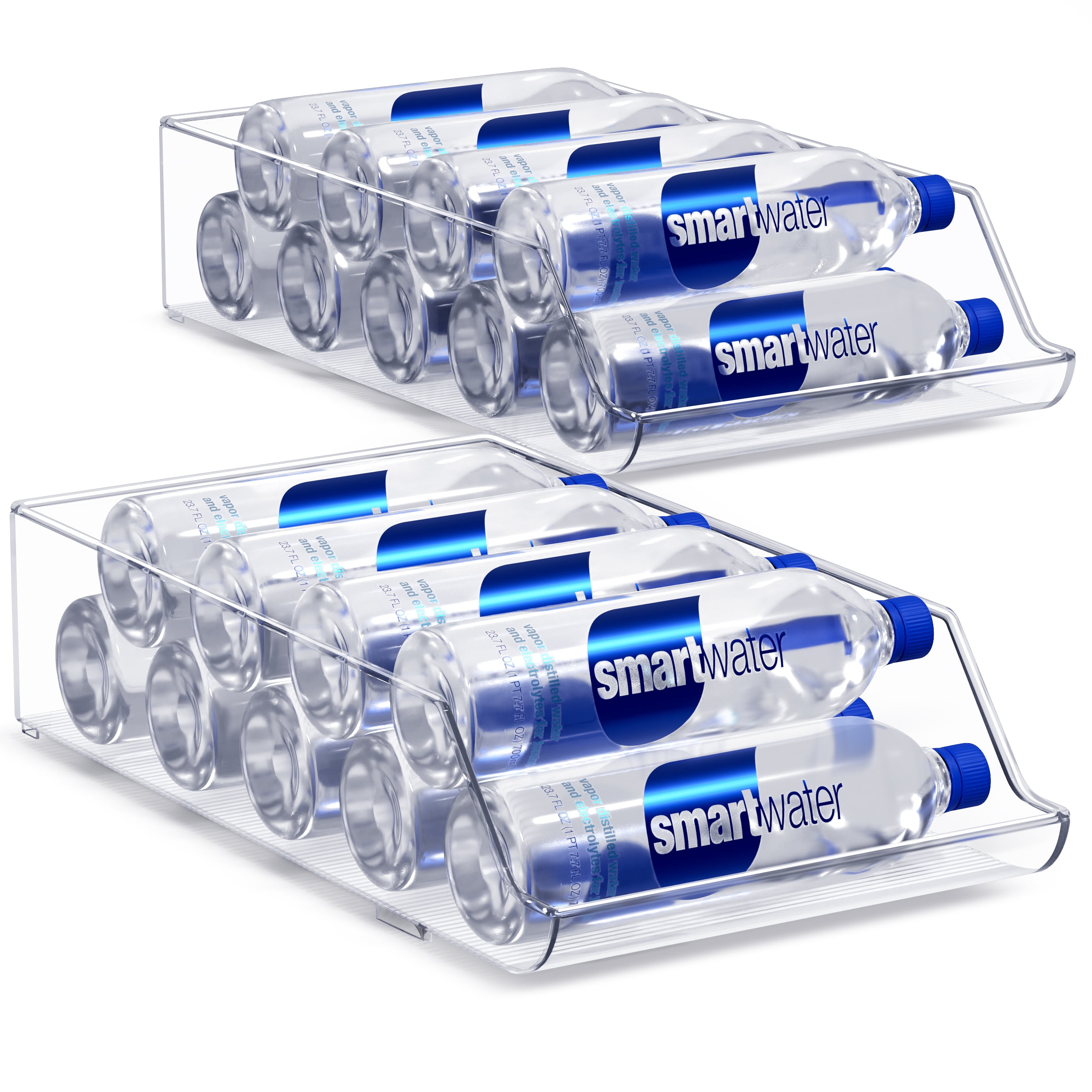 Sorbus Set of 2 Water Bottle Organizer Bins, Clear BPA-Free Fridge & Pantry Bottle Storage