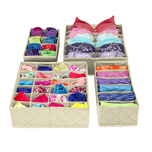 Sorbus Set of 4 Foldable Drawer Dividers, Storage Boxes, Closet