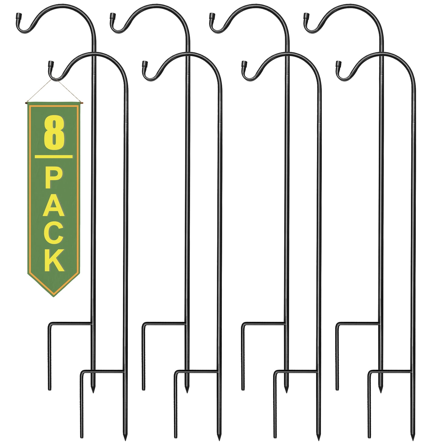 Sorbus Shepherds Hooks for Outdoor - Set of 8 Extendable Stakes for Outdoor Décor, Plants, Lights, Lanterns, Flower Baskets, and More