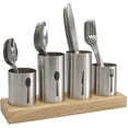 thumbnail image 1 of Sorbus Silverware Holder with Caddy Stainless Steel with Bamboo Wood Base, 1 of 6