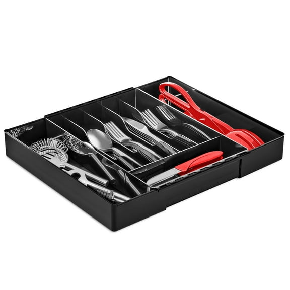 Sorbus Expandable Silverware Organizer – Adjustable Kitchen Drawer Tray for Utensils, Flatware, and Cutlery Storage, Black