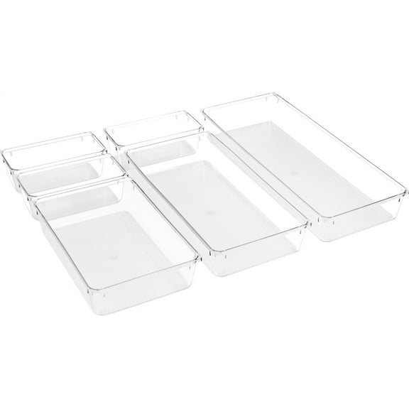 Sorbus Skin Care Organizer, Storage Bin Drawer Organizers for Cosmetic, Clear Stackable Containers for Bathroom, Vanity (6-Piece Set)