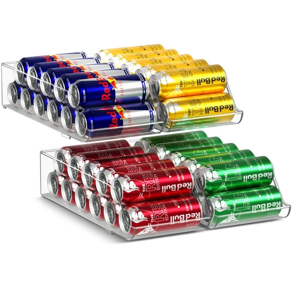 Sorbus Skinny Soda Can Organizer for Refrigerator - Slim Can Holder Drink Dispenser for Fridge - Soda Can Organizer for Fridge, Pantry, Kitchen Organization and Storage (Set of 4)