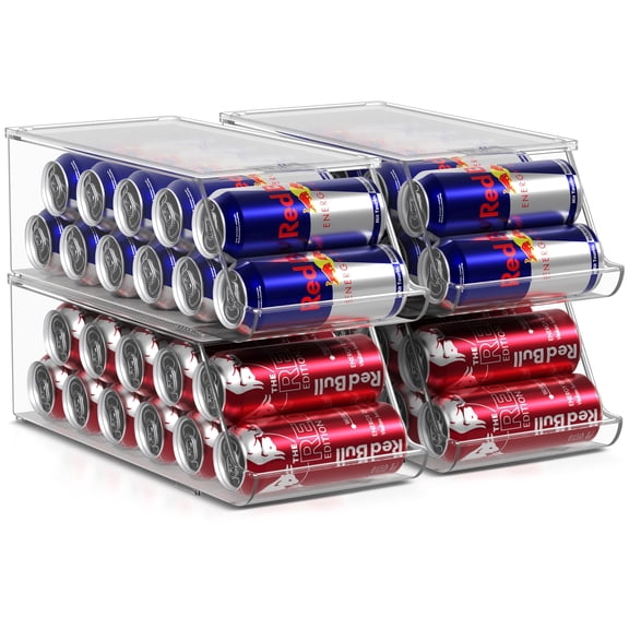 Sorbus Skinny Soda Can Organizer for Refrigerator - Slim Can Holder Drink Dispenser for Fridge - Stackable Soda Can Organizer for Fridge, Pantry, Kitchen Organization and Storage (Set of 4)