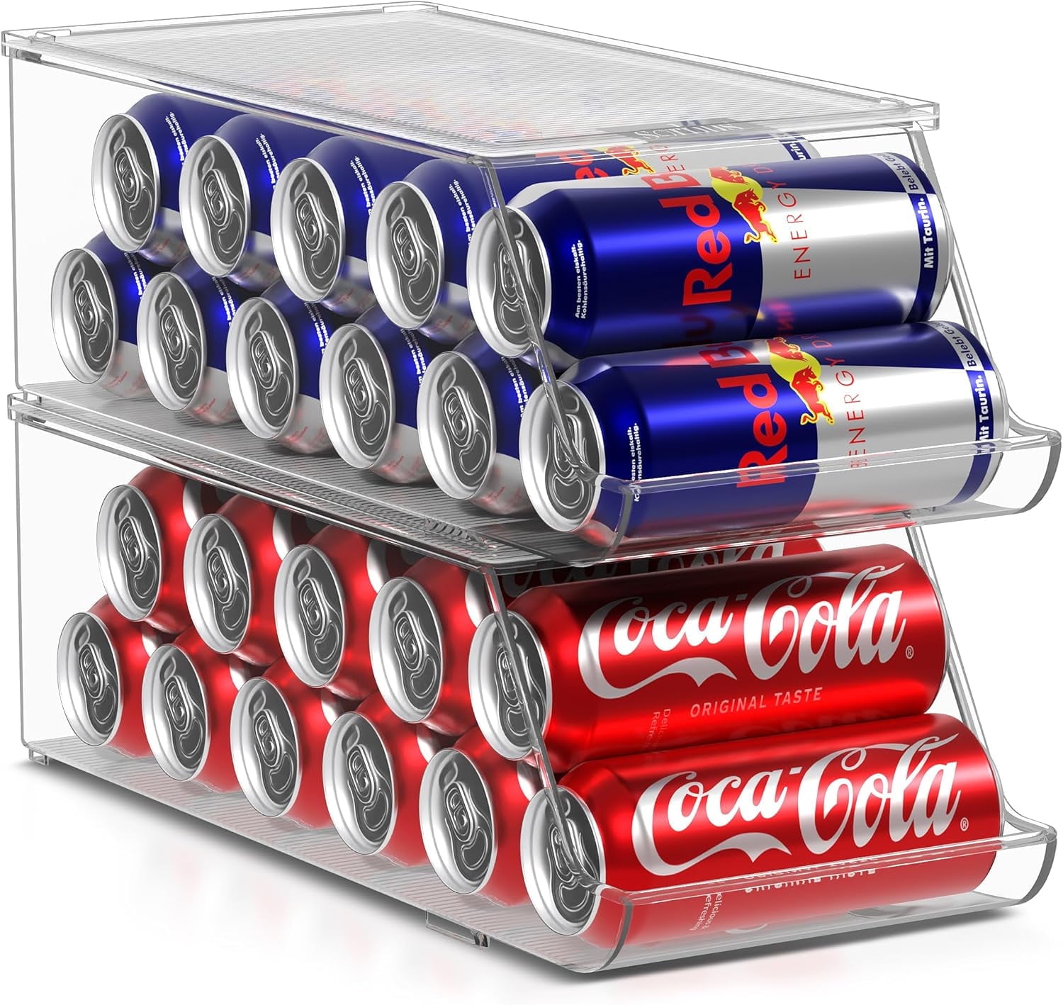 Sorbus Skinny Soda Can Organizer for Refrigerator - Slim Can Holder Drink Dispenser for Fridge - Stackable Soda Can Organizer for Fridge, Pantry, Kitchen Organization and Storage (Set of 2)