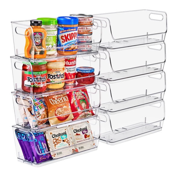 Sorbus Small Acrylic Storage Bins, Clear Stackable Narrow Pantry Organizer Bins, 8 Pack