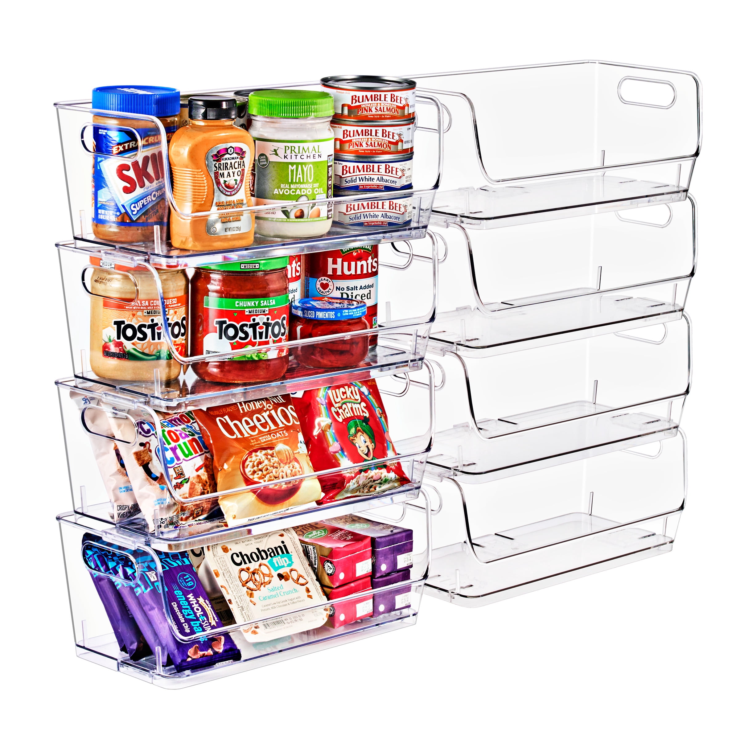 Sorbus Small Acrylic Storage Bins, Clear Stackable Wide Pantry Organizer Bins, 8 Pack