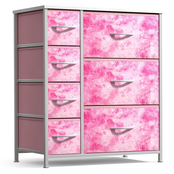 Sorbus Classic 7 Drawer Dresser for Kids Bedroom, Tie-Dye Pink