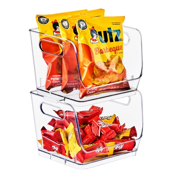Sorbus Small Clear Stackable Square Storage Bins, Open Front Acrylic Pantry Organizer, 2-Pack