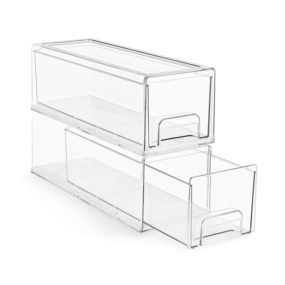 Sorbus Clear Stackable Storage Drawers, Plastic Storage Drawers with Handles for Laundry Room, Office, Closet, Desk, Home, Kitchen, Pantry, Bathroom, Room, Organization and Storage, 2 Pack Small Wide