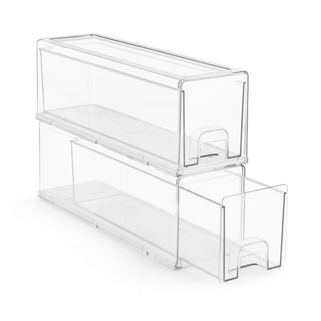 Sorbus Small Clear Stackable Storage Drawers, Plastic Storage Drawers with Handles for Laundry Room, Office, Closet, Desk, Home, Kitchen, Pantry, Bathroom, Room, Organization and Storage (2 Pack)
