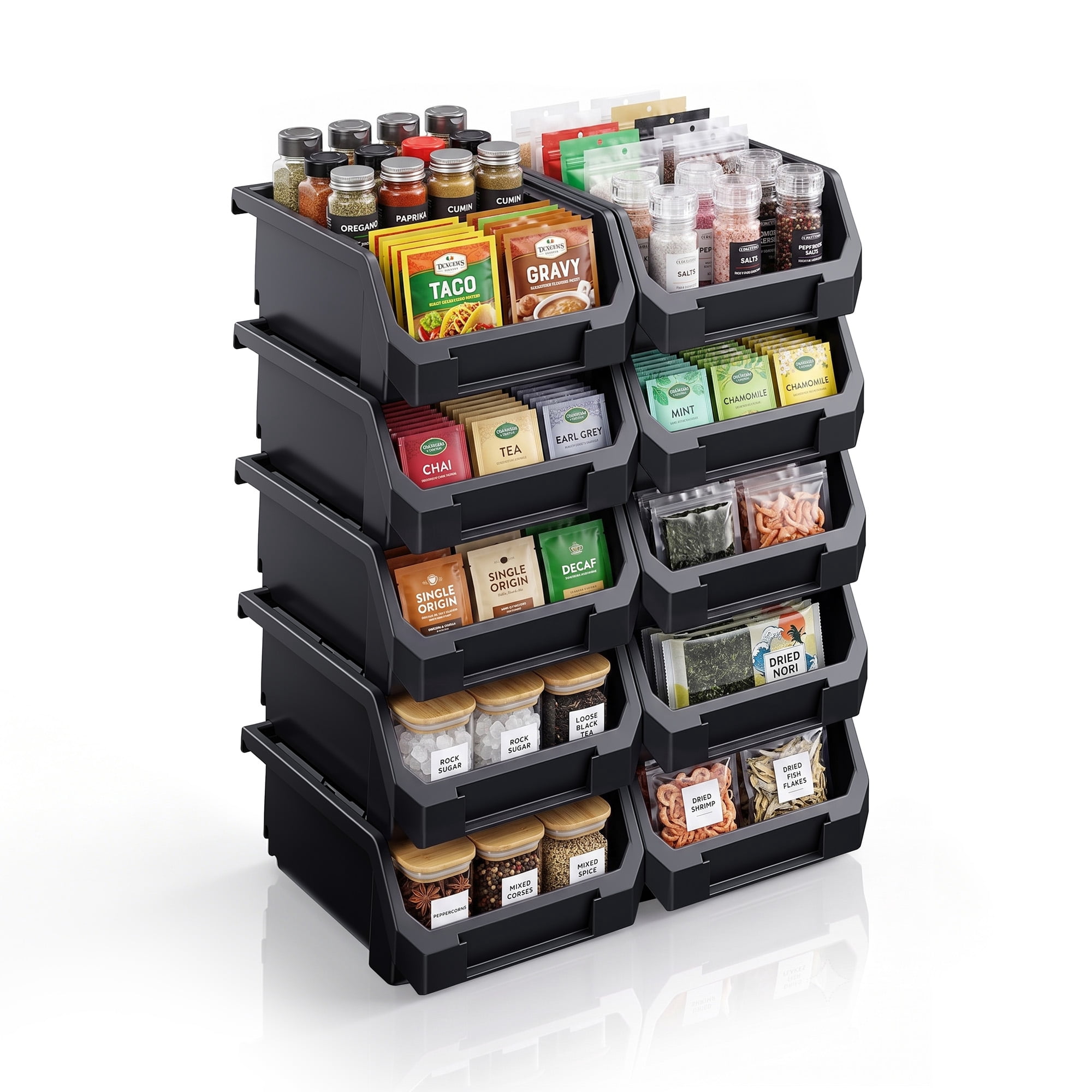 Sorbus Small Open Front Stackable Pantry Storage Bins, 10-Pack, Clear