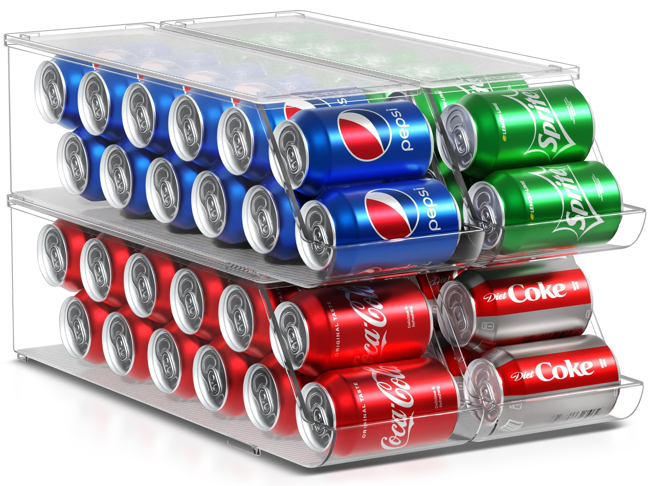 Sorbus Soda Can Organizer for Refrigerator Stackable with Lid, Holds 12 Cans Each, BPAFree