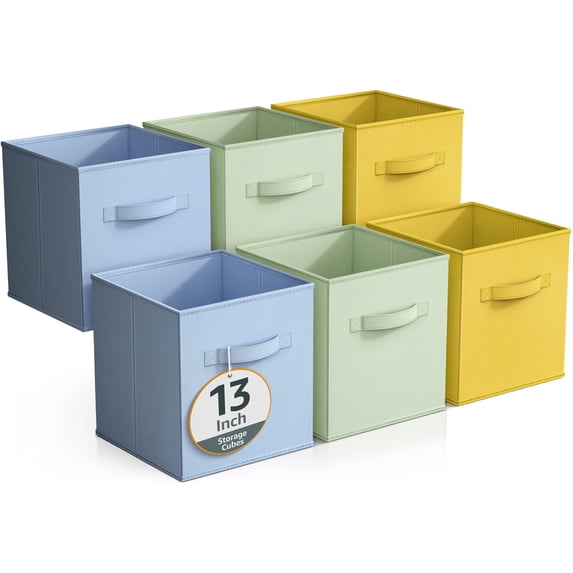 Sorbus Sorbus Foldable Fabric Storage Bin Closet Organizer, Blue Green Yellow, 6 Pack