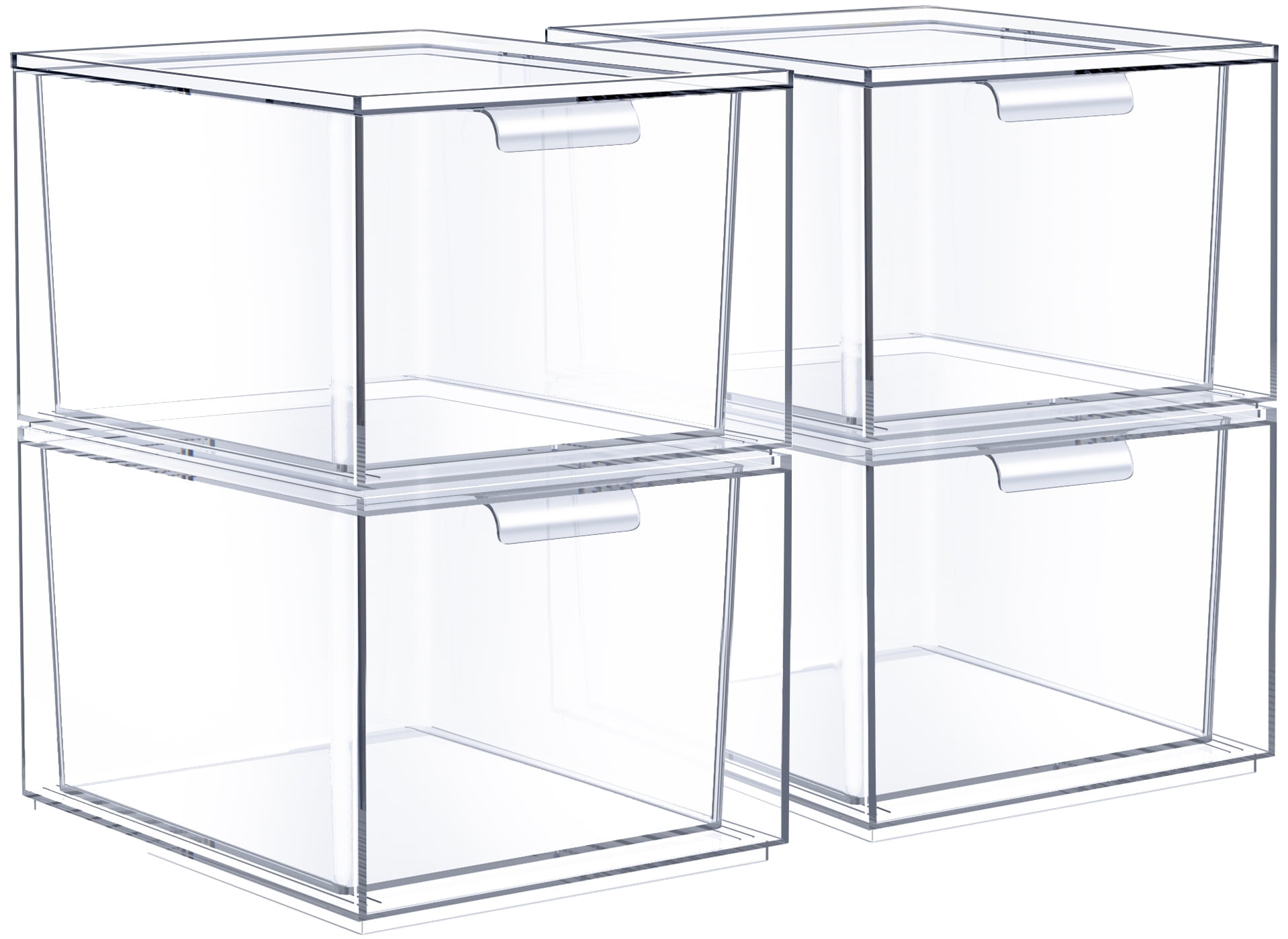 Sorbus Stackable Acrylic Drawers - Clear Make Up Organizers for Vanity - 4 Plastic Storage Bins for Room Decor, Bathroom Organization and Storage, Office Supplies, Makeup Drawer Organizer, Undersink - Walmart.com