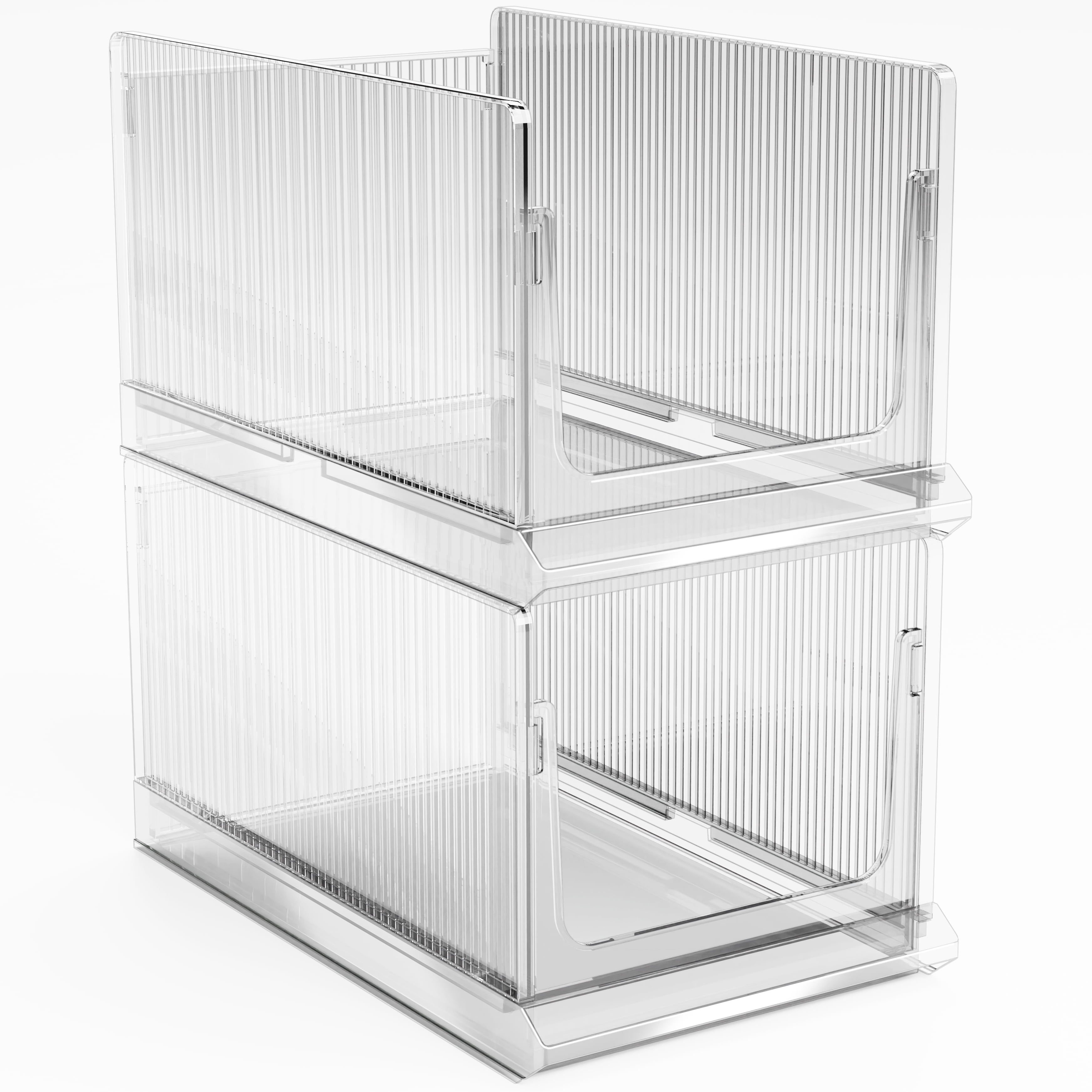Sorbus Stackable Clear Storage Bins, Extra Large Foldable Closet Organizers, 2 Pack