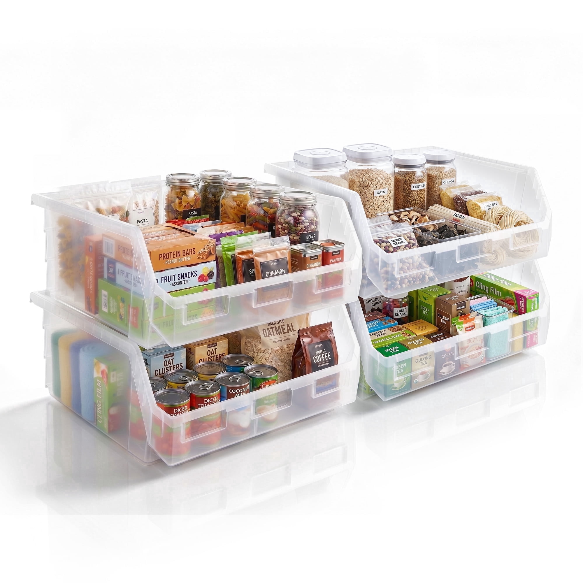 Sorbus Stackable Kitchen Pantry Storage Bins, Extra Large Open Front ...