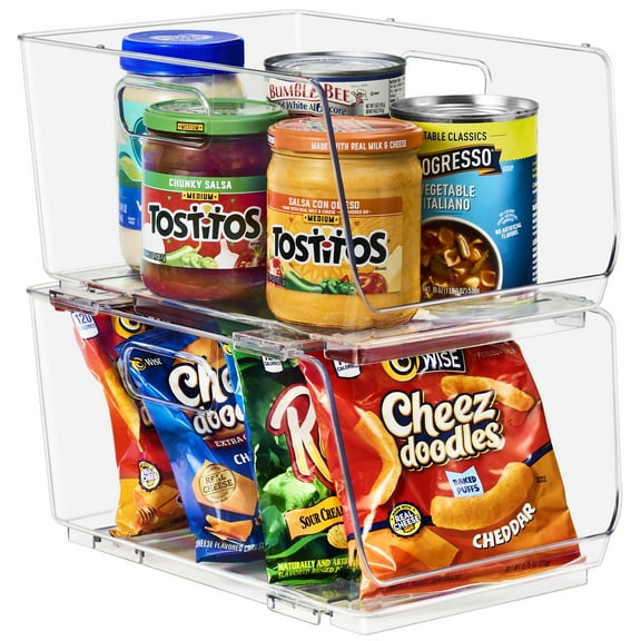 Sorbus Stackable Storage Bins Open Front Clear Acrylic Stackable Bins for Pantry Kitchen (Medium 2 Pack)