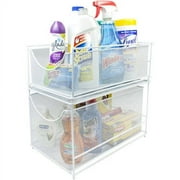 Sorbus 2-Tier Mesh Drawer Organizer with Pull Out Drawers, White