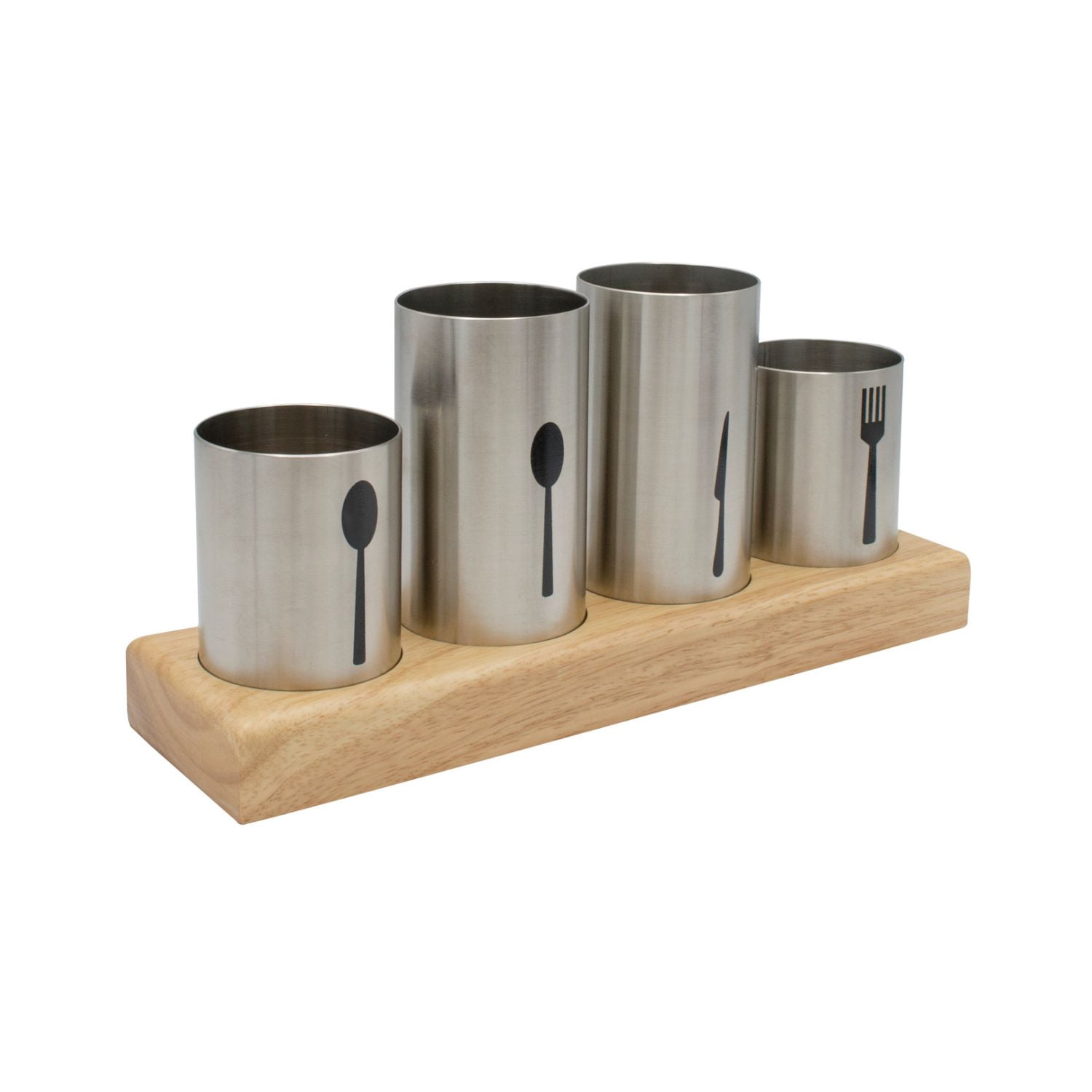 Sorbus Stainless Steel Utensil Holder with Bamboo Base, Silverware Organizer Caddy