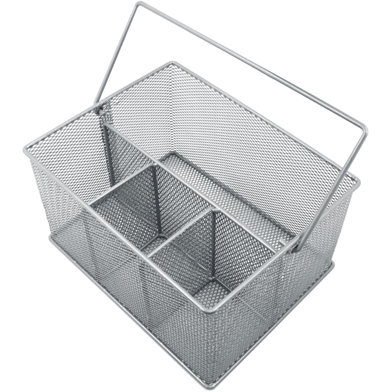 Sorbus Steel Mesh Utensil Caddy with Napkin Holder & Condiment Organizer, Silver
