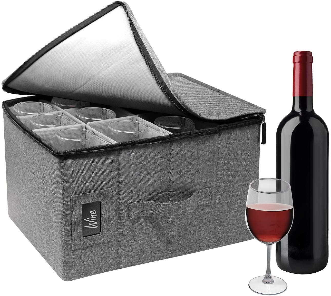Sorbus Stemware Wine Glasses Storage Box - Gray - image 1 of 7