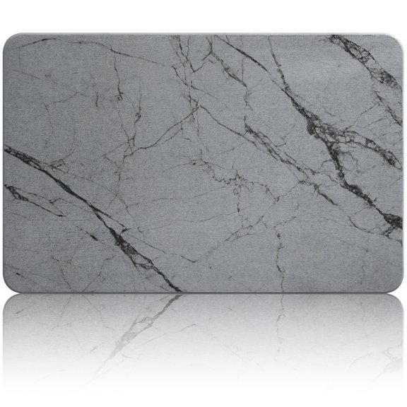 Sorbus Stone Diatomite Bath Mat, Gray Marble Design, Fast Drying, Natural Absorbent Floor Mat