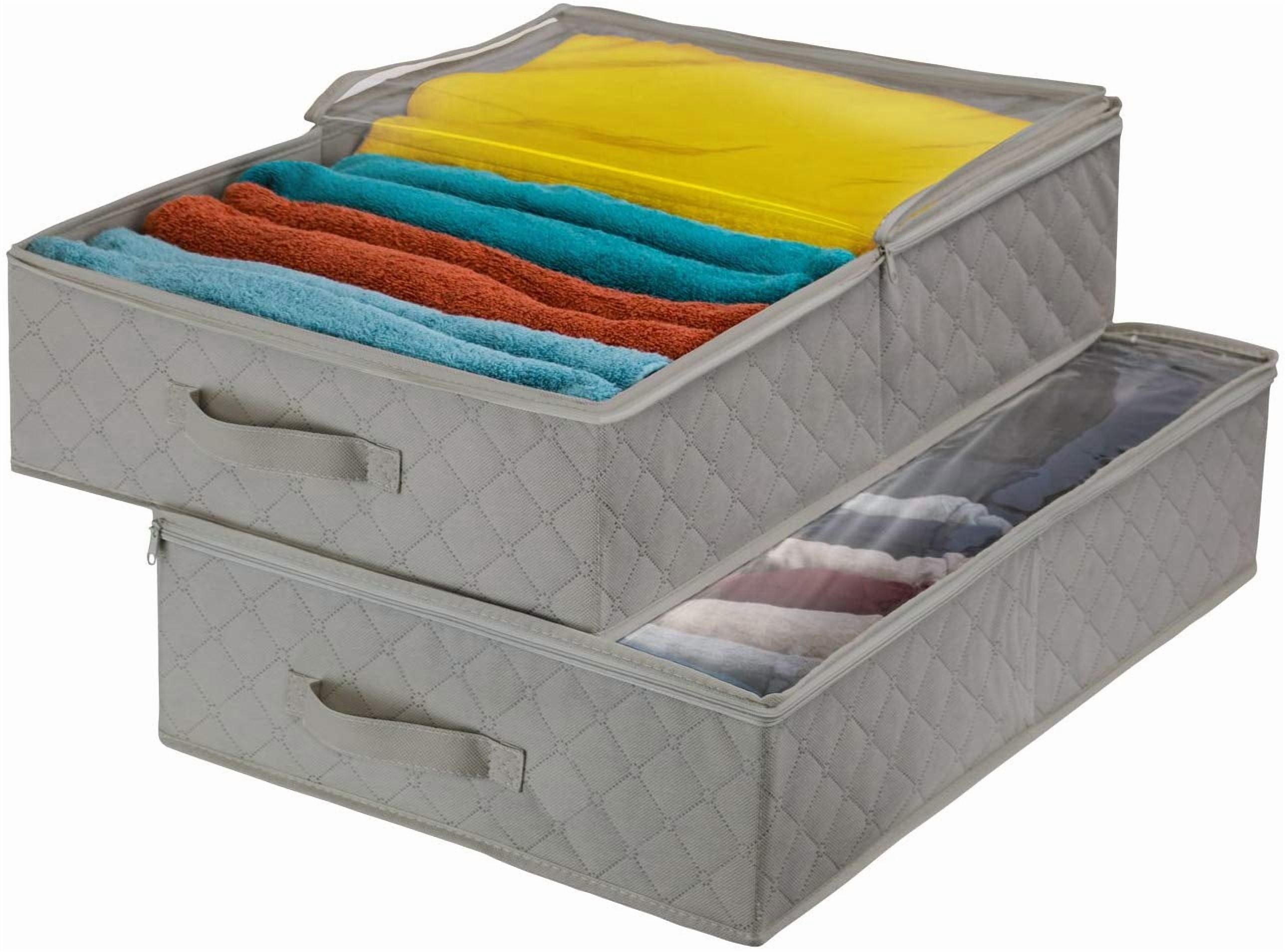 Sorbus Storage Bags Closet & Underbed Organizer Set, Foldable with Handles, 2 Pack, Gray