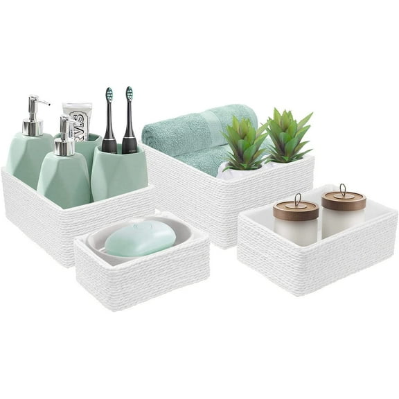 Sorbus Braided Paper Storage Baskets, Folding, Set of 4