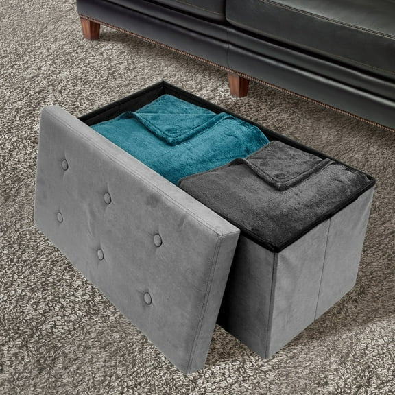 Sorbus  Storage Bench Chest Contemporary Faux Suede (Small Suede, Grey)