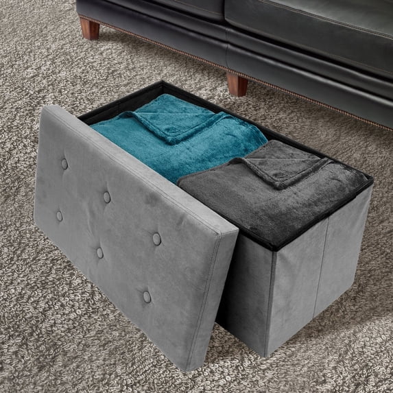 Sorbus Storage Bench Chest Contemporary Faux Suede (Small Suede, Grey)