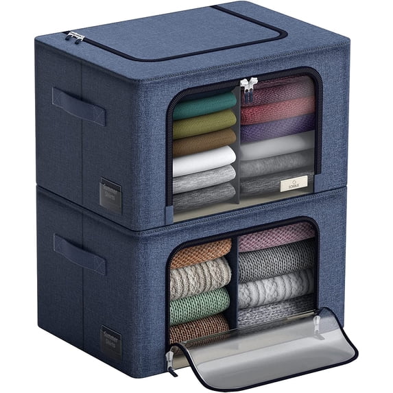 Sorbus Two Section Storage Chest and Boxes, Blue