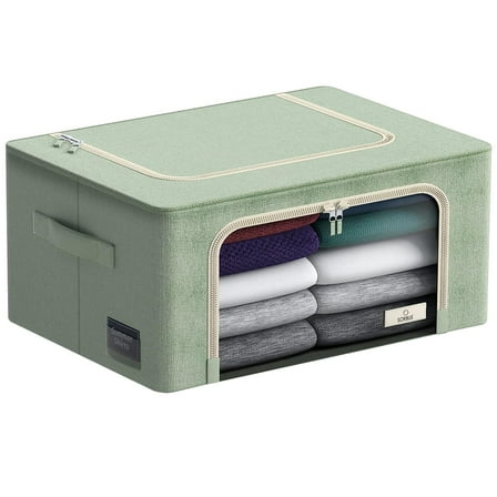 Sorbus Storage Bin with Metal Frame, Stackable & Foldable with Clear Window & Handles, Organization for Closets