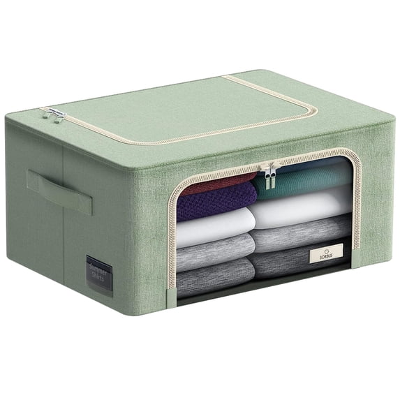 Sorbus Storage Bin with Metal Frame, Stackable & Foldable with Clear Window & Handles, Organization for Closets