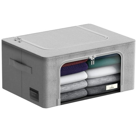 Sorbus Storage Bin with Metal Frame, Stackable & Foldable with Clear Window & Handles, Organization for Closets