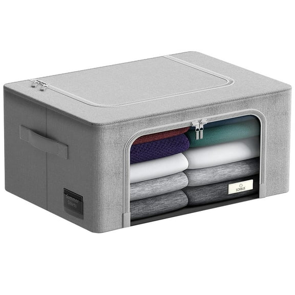 Sorbus Storage Bin with Metal Frame, Stackable & Foldable with Clear Window & Handles, Organization for Closets