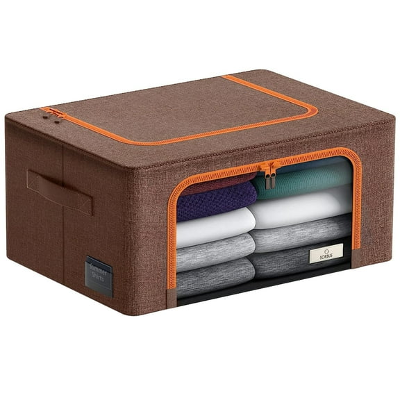 Sorbus Storage Bin with Metal Frame, Stackable & Foldable with Clear Window & Handles, Organization for Closets