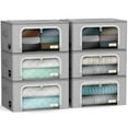 thumbnail image 1 of Sorbus Oxford Fabric Storage Bins: Stackable, Foldable Organizer Bags, with Clear Window (Set of 6), Gray, 1 of 6