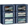 thumbnail image 1 of Sorbus Oxford Fabric Storage Bins: Stackable, Foldable Organizer Bags, with Clear Window (Set of 6), Blue, 1 of 6