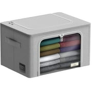 Sorbus Storage Bins with Metal Frame, Stackable & Foldable with Window & Handles for Bedding and Clothes