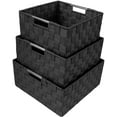 thumbnail image 1 of Sorbus Storage Box Woven Basket Bin Container Tote Cube Organizer Set Stackable Storage Basket Woven Strap Shelf Organizer Built-In Carry Handles (Black), 1 of 7