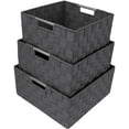 thumbnail image 1 of Sorbus Storage Box Woven Basket Bin Container Tote Cube Organizer Set Stackable Storage Basket Woven Strap Shelf Organizer Built-In Carry Handles (Woven Basket Set - 3 Piece, Gray), 1 of 7