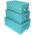 thumbnail image 1 of Sorbus Storage Box Woven Basket Bin Container Tote Cube Organizer Set Stackable Storage Basket Woven Strap Shelf Organizer Built-in Carry Handles (Woven Lid Baskets - Aqua), 1 of 7