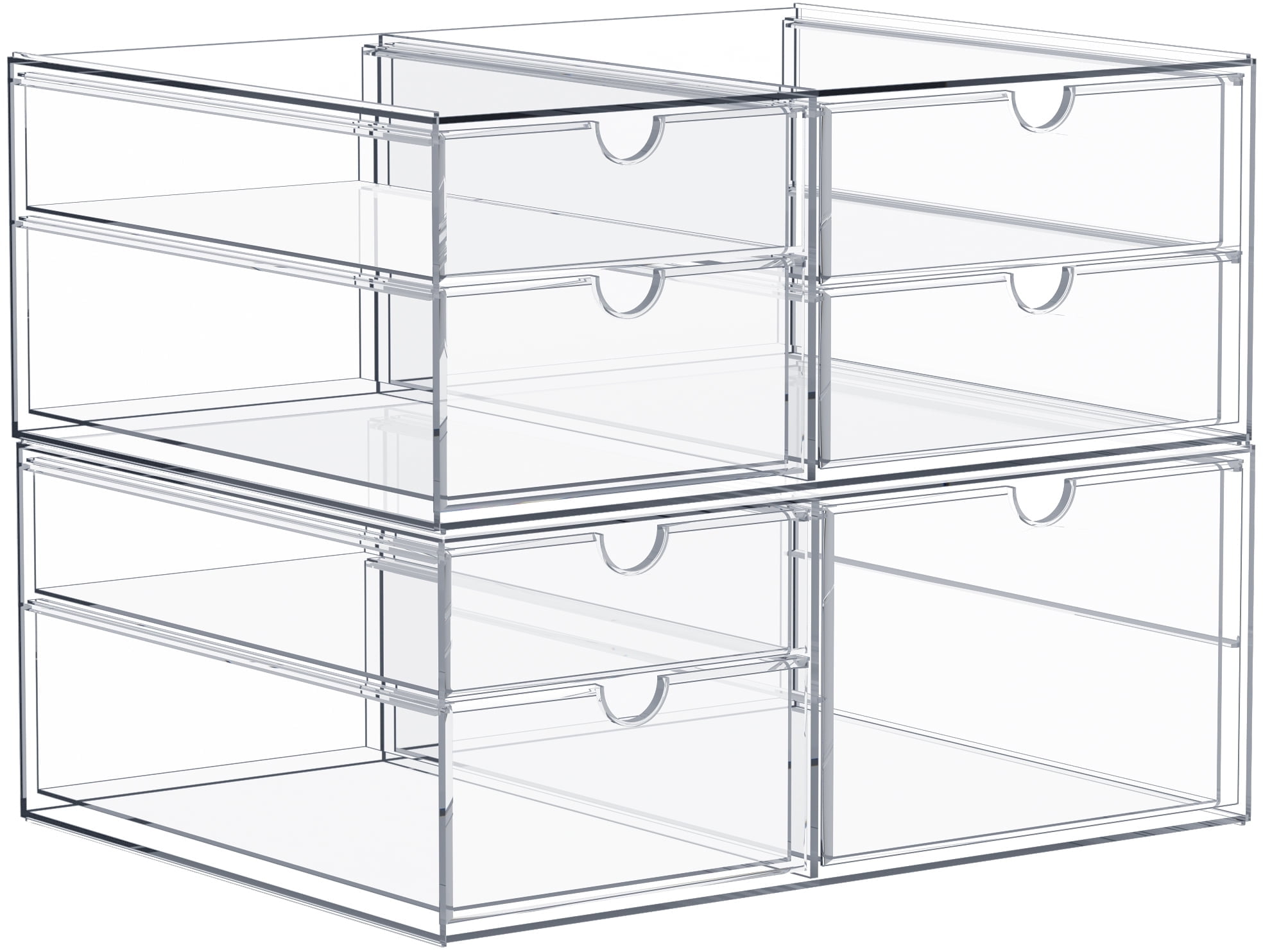 Sorbus Storage Organizer With 7 Drawers, Acrylic Drawer Organizer for Makeup, Office Organization and Storage, Art Supplies, Jewelry- 2 Pcs Clear Stackable Storage Bins Organizer Drawers