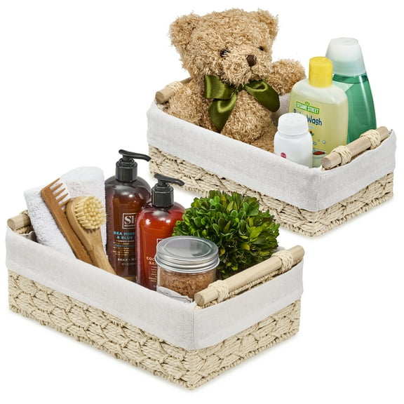 Sorbus Storage Wicker Baskets for Baby Room, Bedroom, Nursery, Changing Station, Linens, Diapers, Toiletries-Set of 2