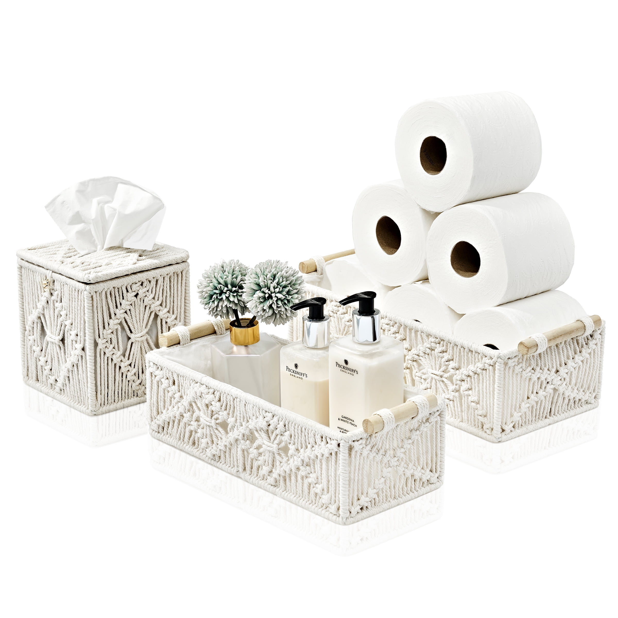Sorbus Storage Wicker Baskets for Baby Room, Bedroom, Nursery, Changing Station, Linens, Diapers, Toiletries-Set of 3
