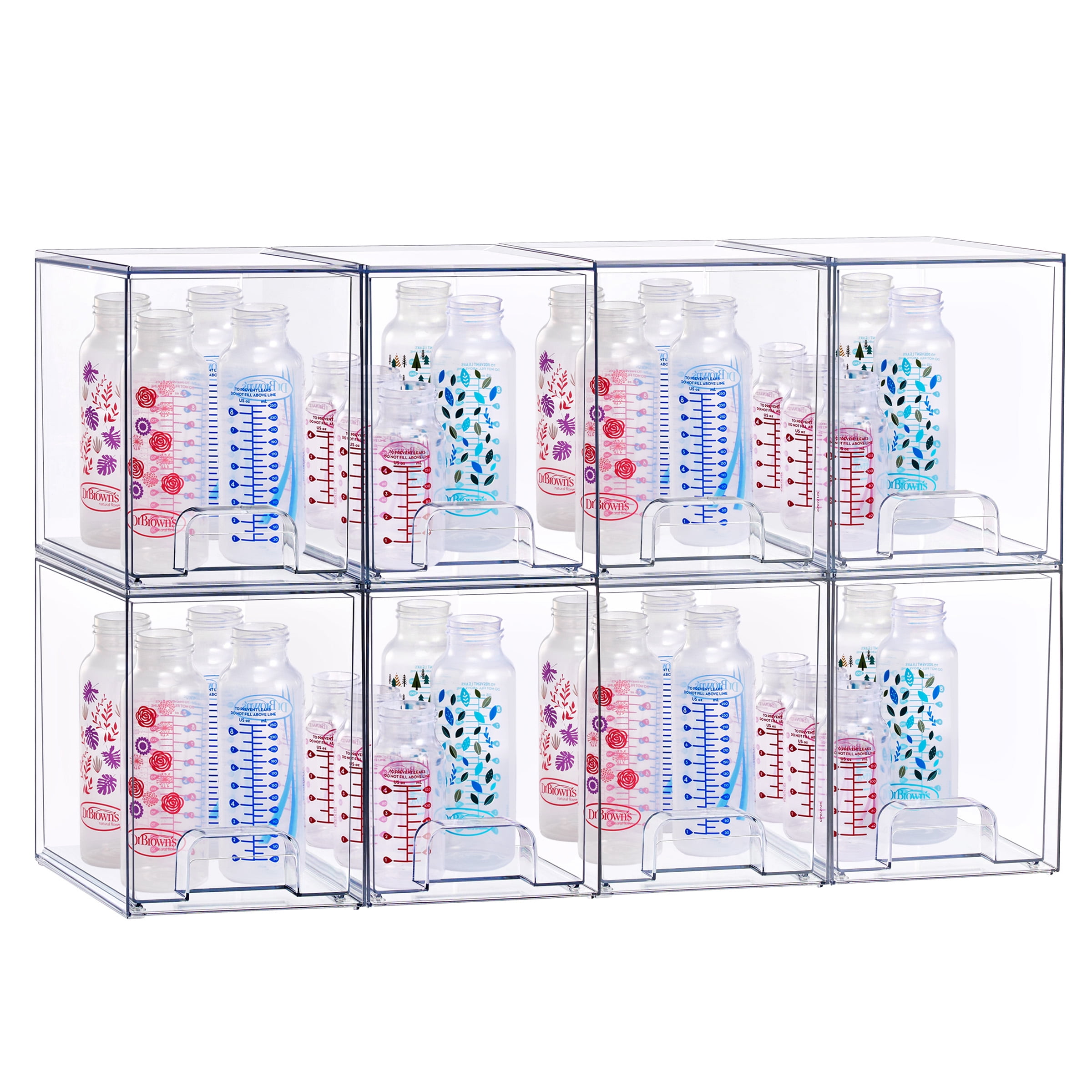 Sorbus Tall Stackable Acrylic Storage Drawers, Clear Baby Organizer Bins, 8-Pack