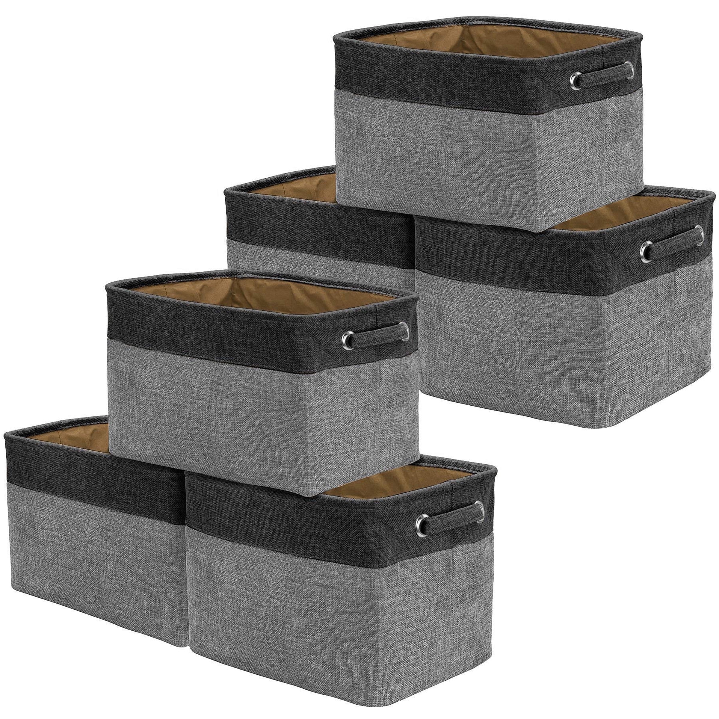 Sorbus Twill Storage Fabric Basket Organizer, Large, Collapsible, Set of 6, Black