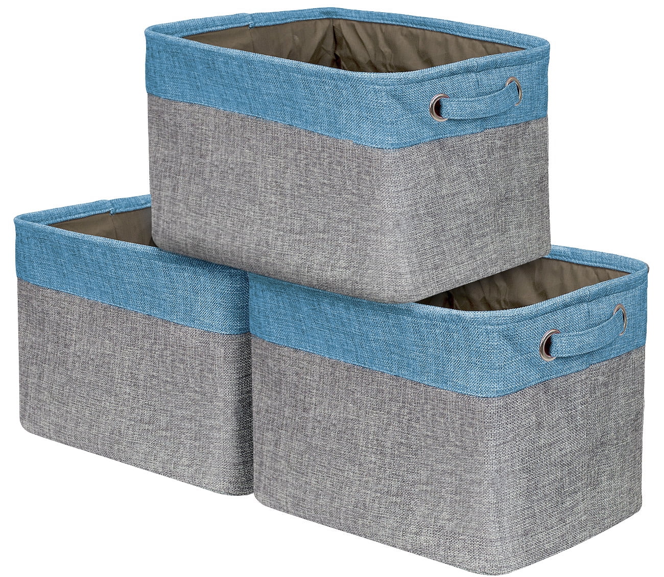 Sorbus Twill Storage Large Rectangular Fabric Collapsible Basket Organizer with Carry Handles, Multiple Colors, Set of 3