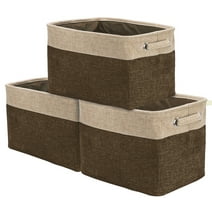 Sorbus Twill Storage Large Rectangular Fabric Collapsible Basket Organizer with Carry Handles, Multiple Colors, Set of 3